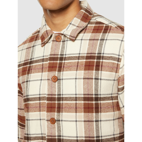 Billede nr 3. for Big checked heavy flannel overshirt - 7030 BEIGE CHEC