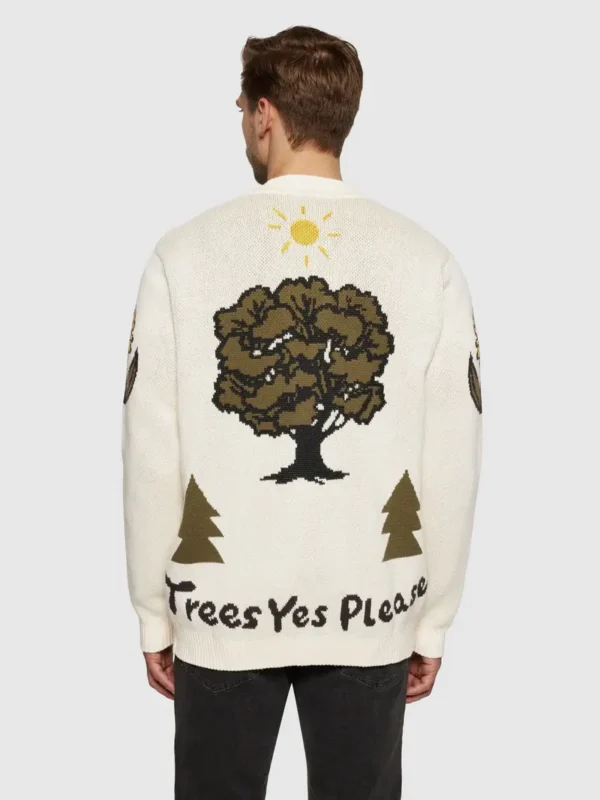 Billede nr 2. for Jacquard Trees Yes Please V-neck co - 1387 EGRET