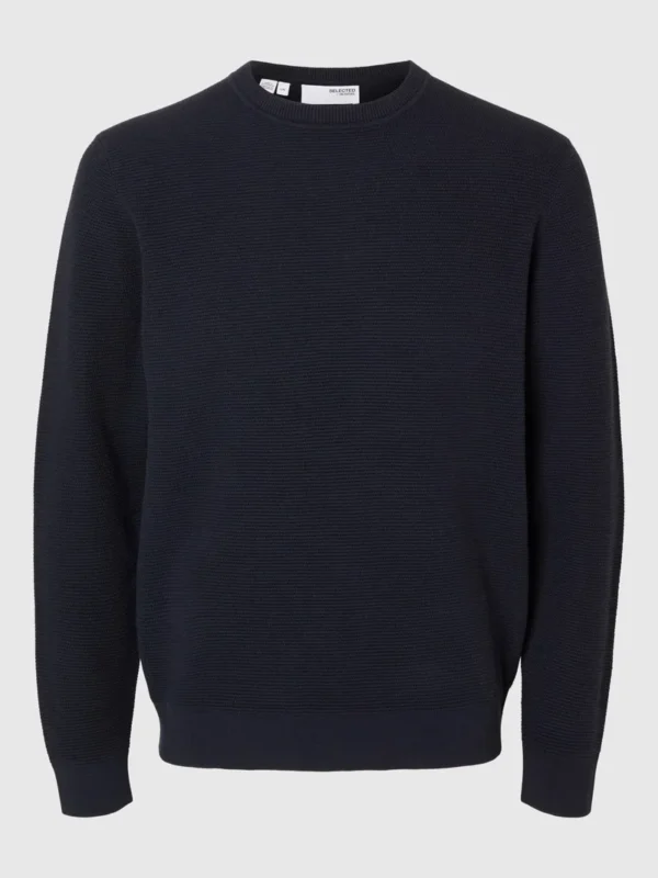 Billede nr 1. for SLHROSS LS KNIT STRUCTURE CREW NECK - DARK SAPPHIRE