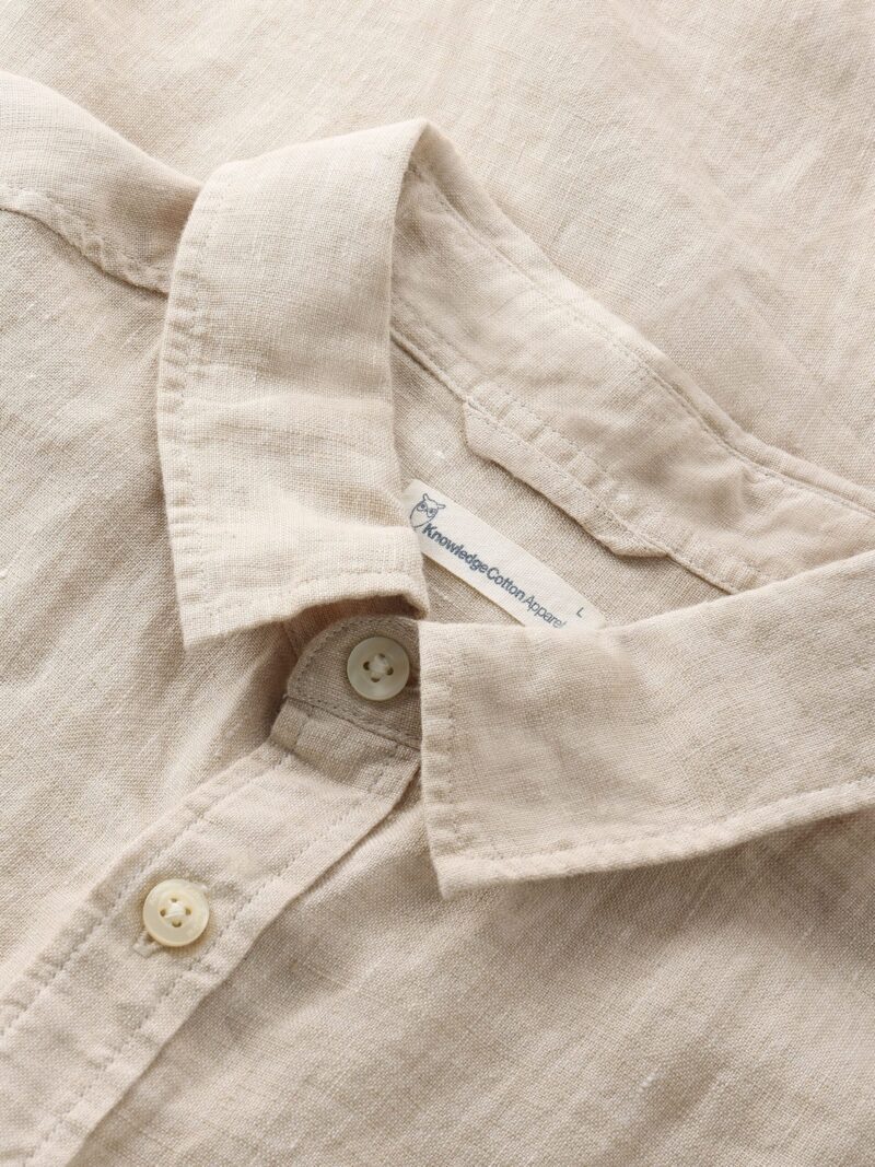 Regular linen short sleeve shirt - Sand - Billede 3