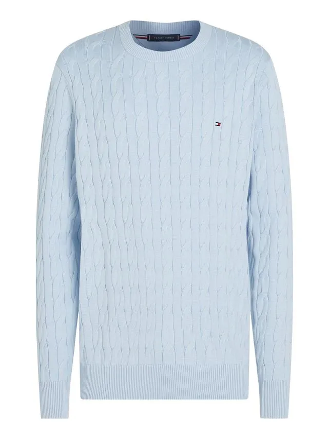 Billede nr 1. for CLASSIC COTTON CABLE CREW NECK - C1O BREEZY BLUE