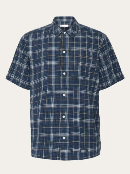 Billede nr 1. for Box fit seersucker short sleeved sh - 7034 BLUE CHECK