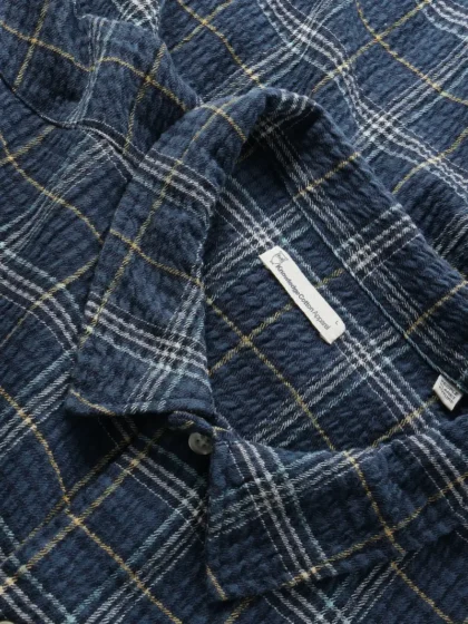 Billede nr 2. for Box fit seersucker short sleeved sh - 7034 BLUE CHECK