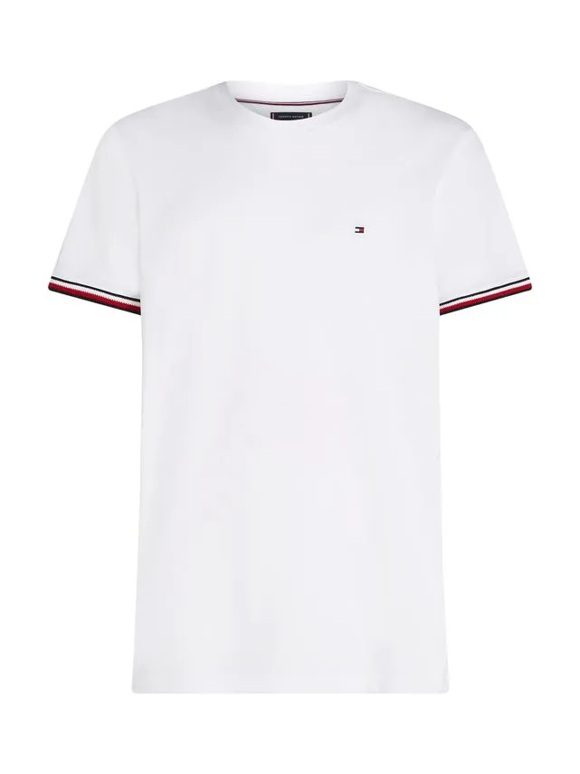 Billede nr 1. for GLOBAL STRIPE CUFF TEE - YBR WHITE