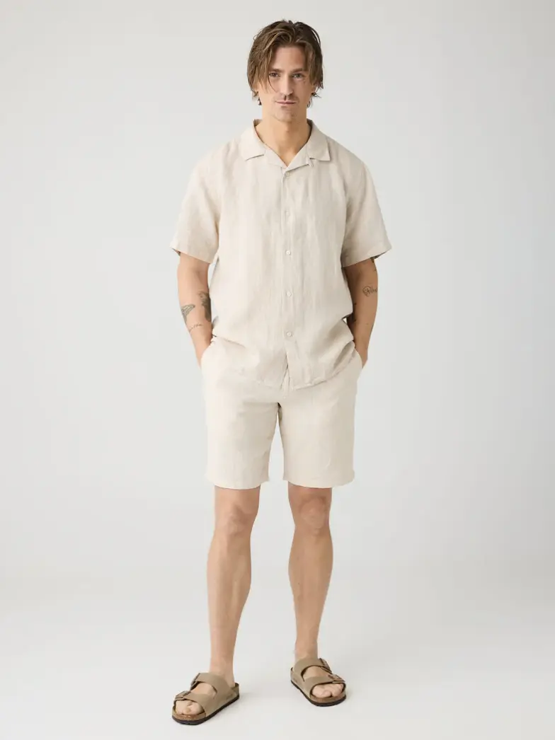 Billede nr 1. for Box short sleeve linen shirt GOTS/V - 1449 YARNDYED