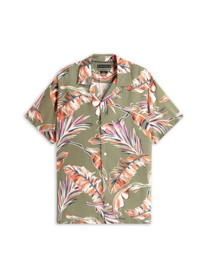 LIGHTWEIGHT LEAF AOP SS SHIRT - green