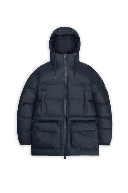 Akta Long Puffer Cargo Jacket - navy