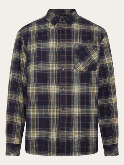 Organic Cotton Checked Flannel Shir - blue check