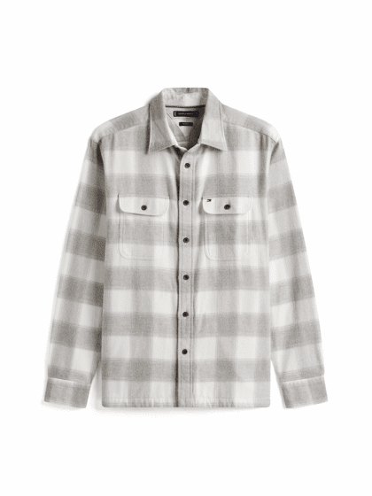 FLANNEL CHECK SHIRT JACKET - grey
