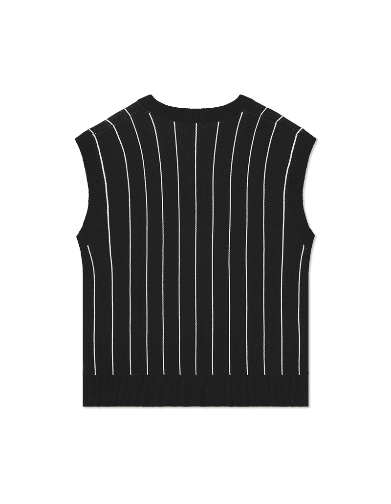 Gaston Jacquard Pinstripe Vest - black - Billede 2