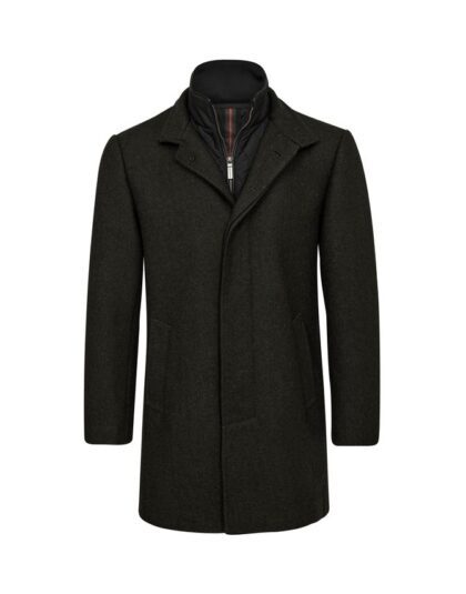 Mens wool coat modern fit - green