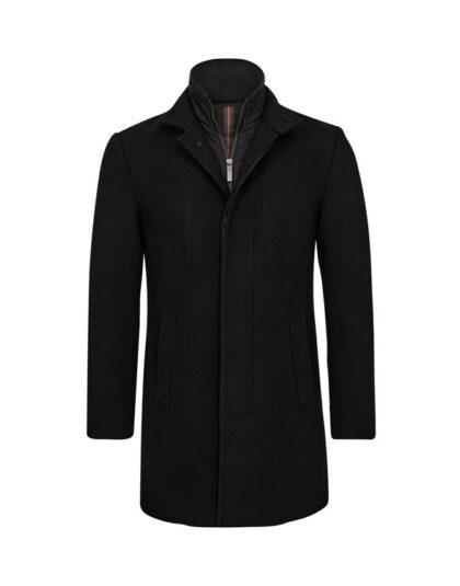 Mens wool coat modern fit - black